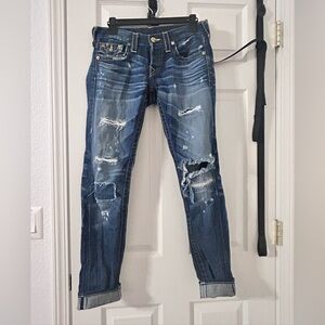 Distressed Blue Jeans